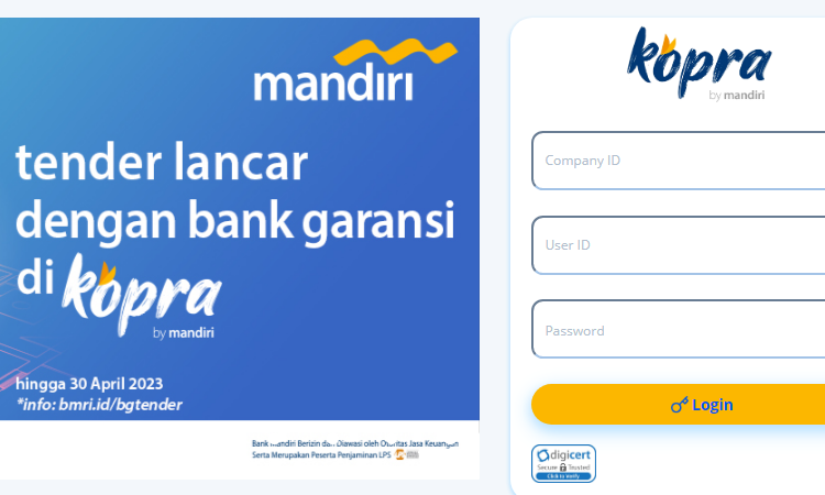 Cara login Kopra Bank Mandiri