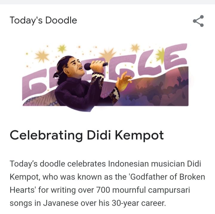 Didi Kempot Jadi Google Doodle Hari Ini, Penghormatan Google Kepada Godfather of Broken Heart 