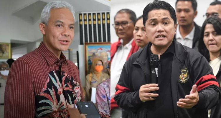 Kolase foto Gubernur Jawa Tengah Ganjar Pranowo dan Menteri BUMN Erick Thohir (kanan). 