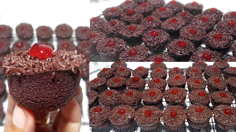 Resep kue coklat kukus mini lembut dan nyoklat dari satu telur dan tanpa mixer
