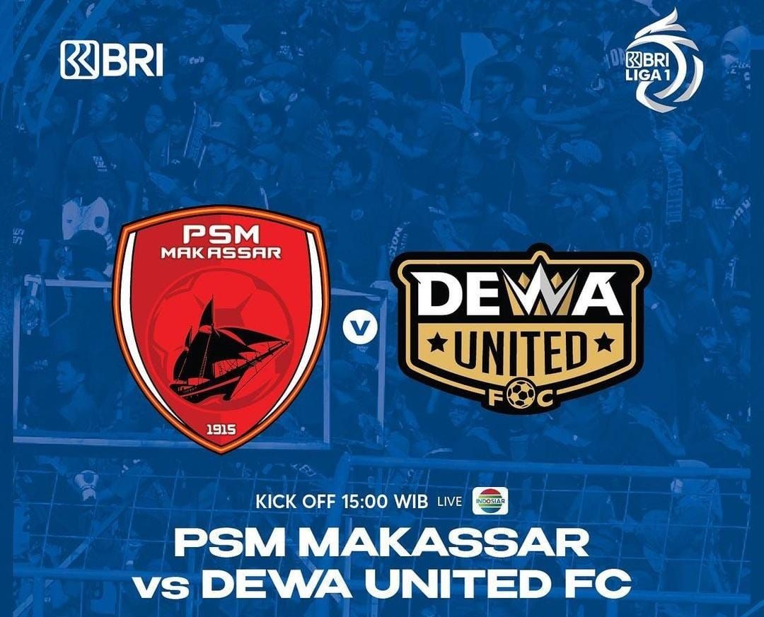 Link live streaming TV online PSM Makassar vs Dewa United hari ini, Rabu, 1 Maret 2023, nonton BRI Liga 1 siaran langsung di Indosiar.