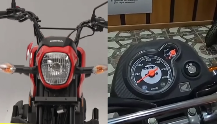 Tampilan headlamp dan speedometer analog dari Honda Navi 2022. 