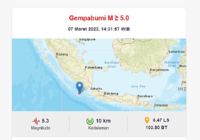 Gempa Lampung hari ini./tangkapan layar