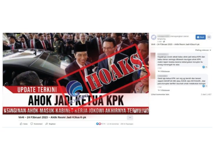 HOAKS - Beredar sebuah video yang menyebut jika  Basuki Tjahaja Purnama alias Ahok sebagai Ketua KPK.*