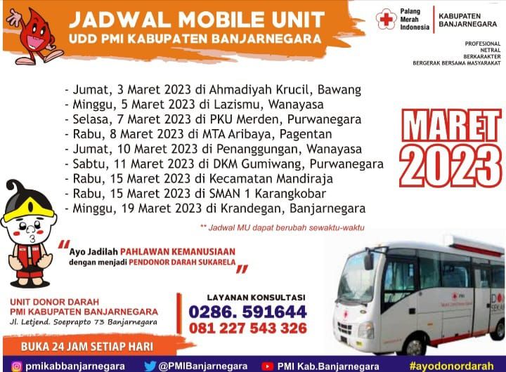 Jadwal Donor Darah PMI Banjarnegara, Rabu 8 Maret 2023, Apa Saja Syarat Menjadi Pendonor? Simak Selengkapnya
