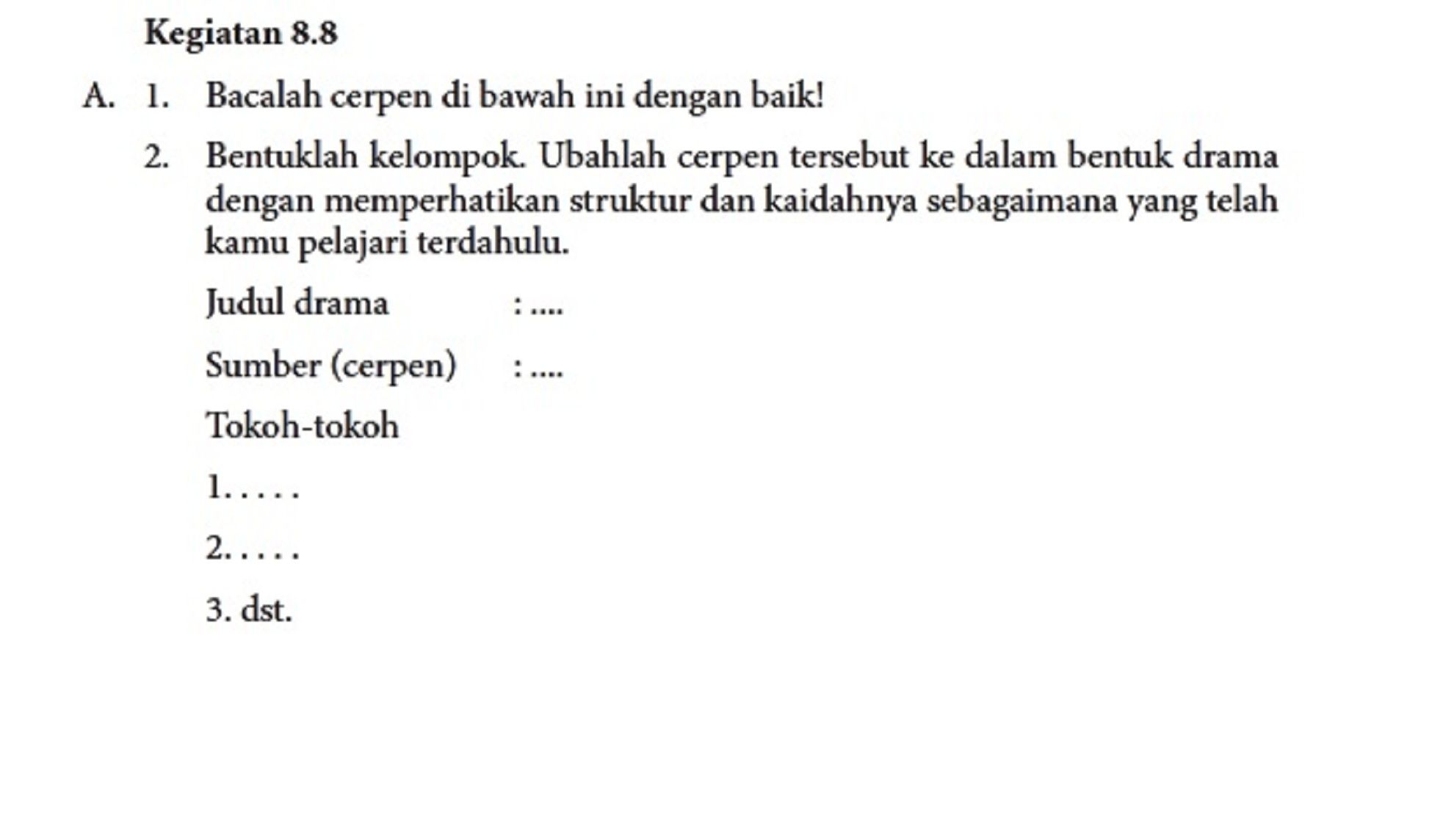 Soal Bahasa Indonesia Kelas 8 Halaman 224, Struktur Cerpen Kena Batunya dan Dialognya
