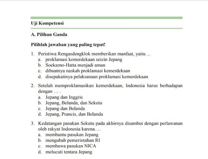 Ilustrasi. Urain kunci jawaban IPS kelas 9 halaman 283 284 285 soal pilihan ganda dan esai semester 2 uji kompetensi bab IV SMP MTS dan penjelasan
