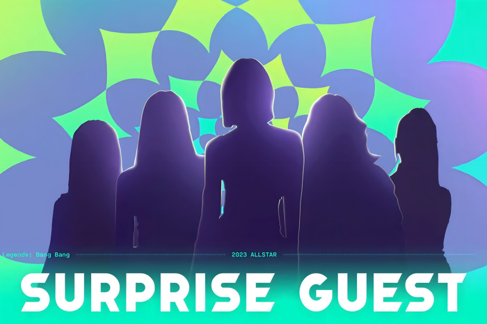 Ilustrasi siluet 5 sosok perempuan yang diduga grup band Kpop Itzy.