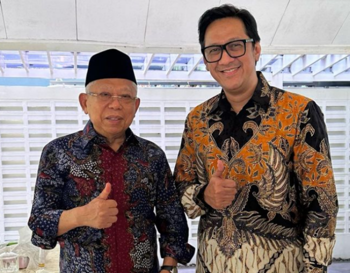 Potret Andre Taulany bersama wakil presiden RI, KH Ma'aruf Amin beberapa waktu lalu