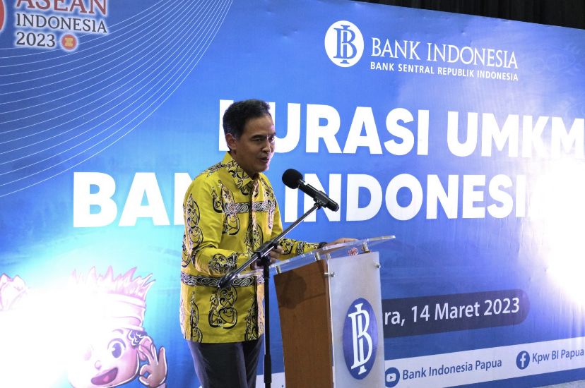 Kepala Perwakilan Bank Indonesia Provinsi Papua, Juli Budi Winantya, saat menyampaikan sambutan