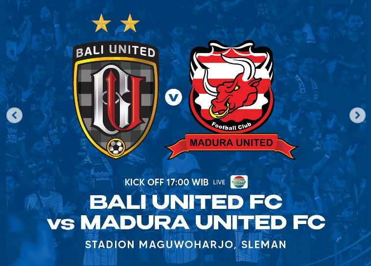 Link live streaming Bali United vs Madura United Liga 1, dilengkapi prediksi susunan pemain, jam tayang, dan H2H.