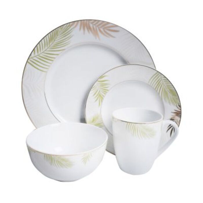 Delicia Set 16 Pcs Perlengkapan Makan Porcelain Palm Leaf