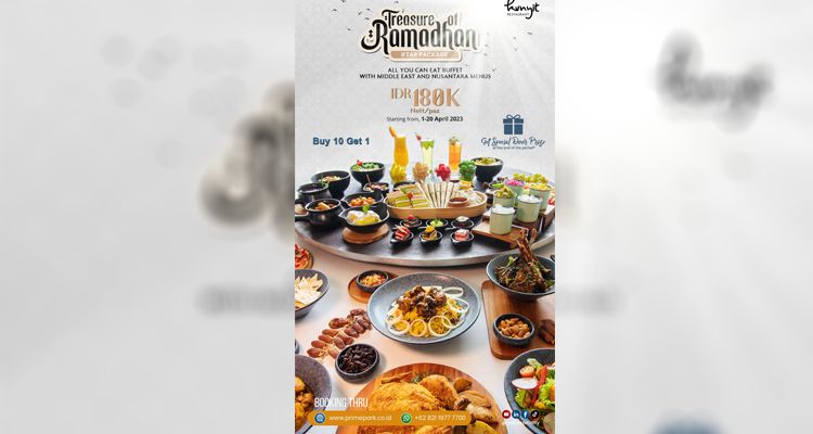 All You Can Eat di Prime Park Hotel Bandung dengan tajuk Treasure of Ramadhan untuk periode 23 – 31 Maret 2023 dan 1 – 20 April 2023
