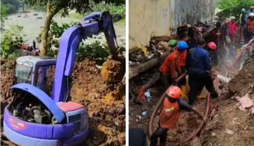 Foto kolase pencarian korban masih terus dilakukan Tim SAR gabungan, di Kampung Sirnasari, Empang Bogor, Jumat, 17 Maret 2023/Instagram@damkarkotabogor_official