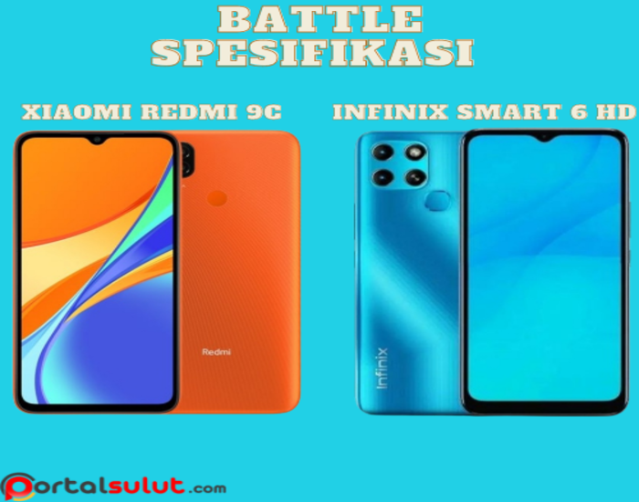 spesifikasi handphone Xiaomi Redmi 9C vs Infinix Smart 6 HD