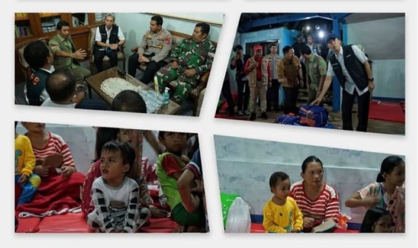Kepala Badan Nasional Penanggulangan Bencana (BNPB) Letjen TNI Suharyanto, saat mengunjungi lokasi longsor di Kampung Sirnasari, dan mengunjungi para korban di posko pengungsian, beberapa waktu lalu.