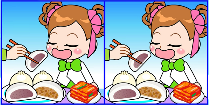 Cari di mana perbedaan pada gambar ilustrasi bocil disuapin dengan cepat di tes IQ.