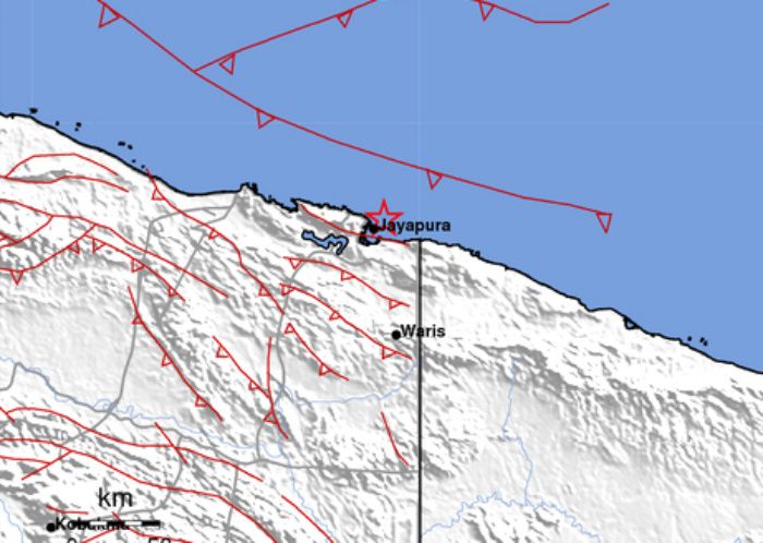 Lokasi gempa bumi hari ini di daratan Kota Jayapura Papua.