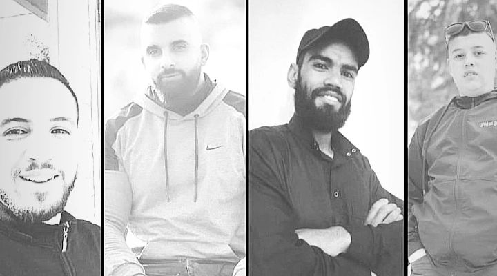 Foto warga Palestina yang menjadi korban yang meninggal dalam serangan sembunyi-sembunyi oleh tentara Zionis Israel di Jenin. dari kiri: Loay Al-Zaghir (37), Nidal Khazem (28), Youssef Shreim (29), dan Omar Awadin (16).