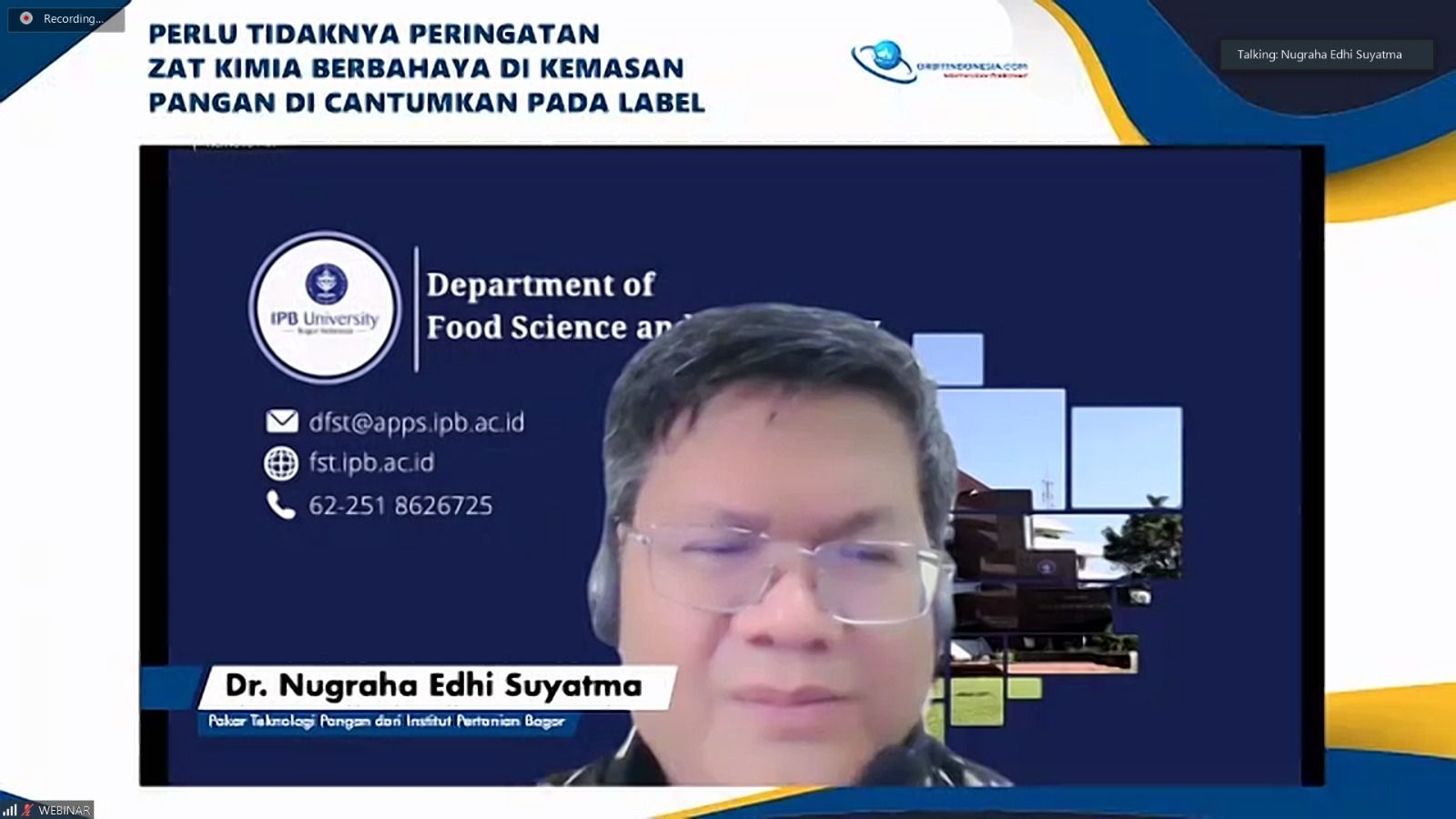 Dosen dan Peneliti di Departemen Ilmu dan Teknologi Pangan dan SEAFAST Center, Institut Pertanian Bogor (IPB), Nugraha Edhi Suyatma.