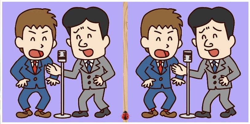 Tes IQ ini menantang kamu untuk mencari 3 perbedaan di antara 2 gambar dua pria yang sedang menyanyi.