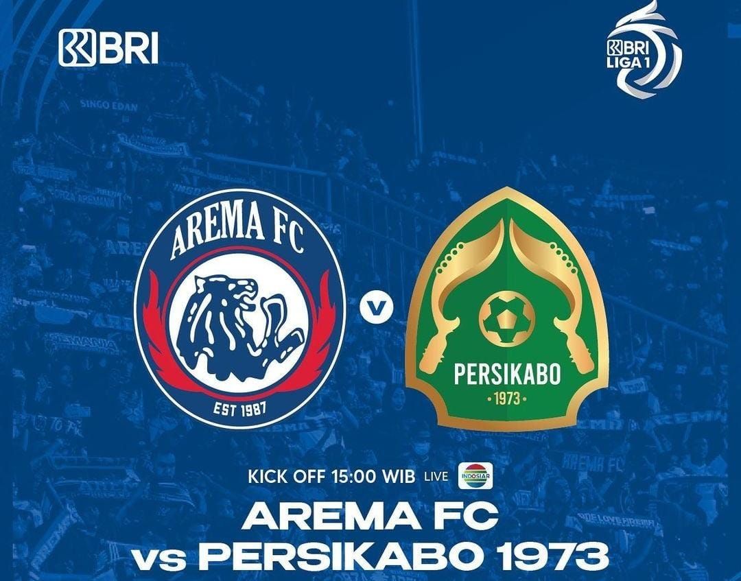 Link live streaming Arema FC vs Persikabo 1973 hari ini, Minggu, 19 Maret 2023. Nonton BRI Liga 1 siaran langsung di Indosiar dan TV online.