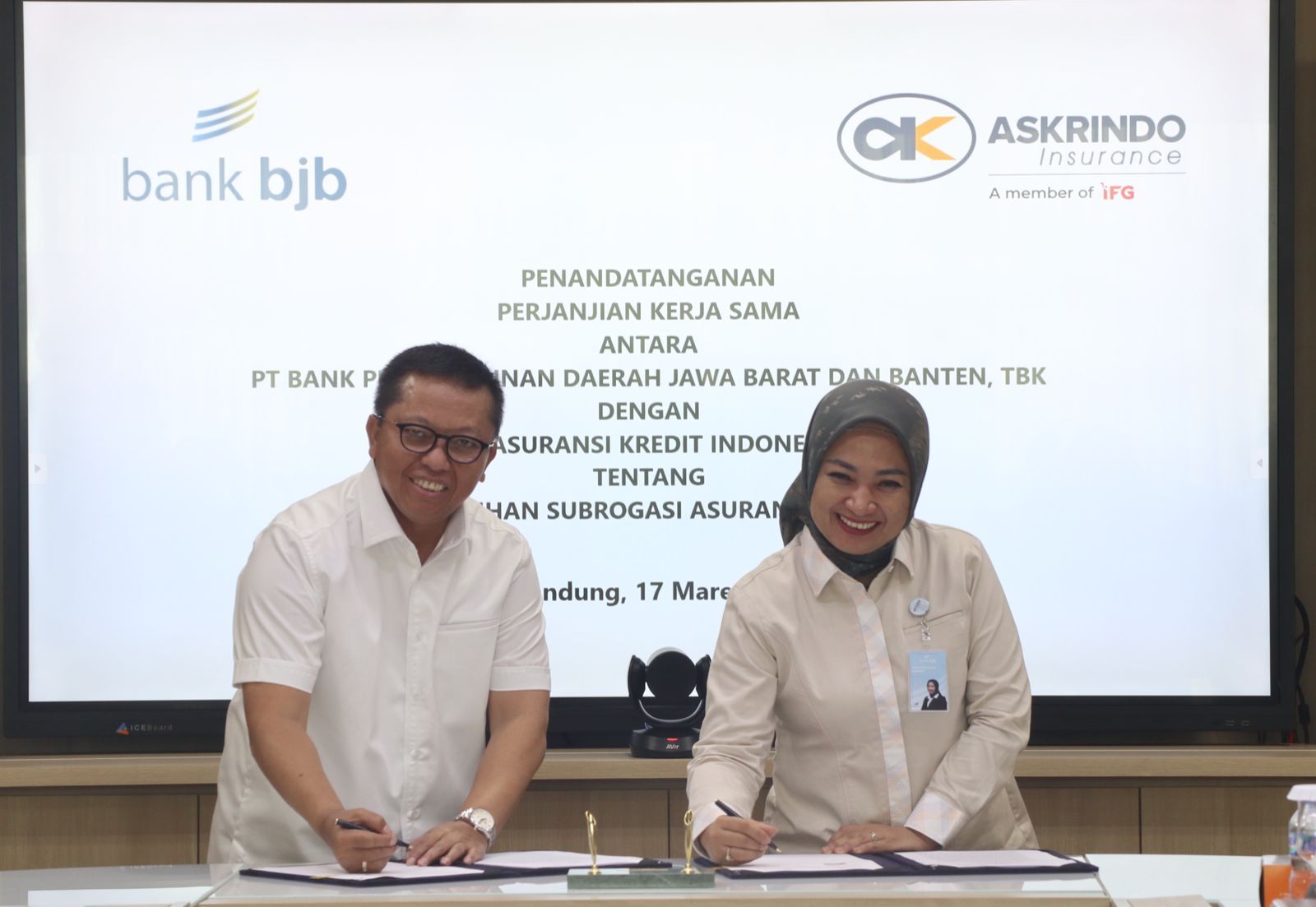 Askrindo menandatangani kerjasama Penagihan Subrogasi Asuransi Kredit dengan PT Bank Pembangunan Daerah Jawa Barat dan Banten (bank BJB) Tbk. 