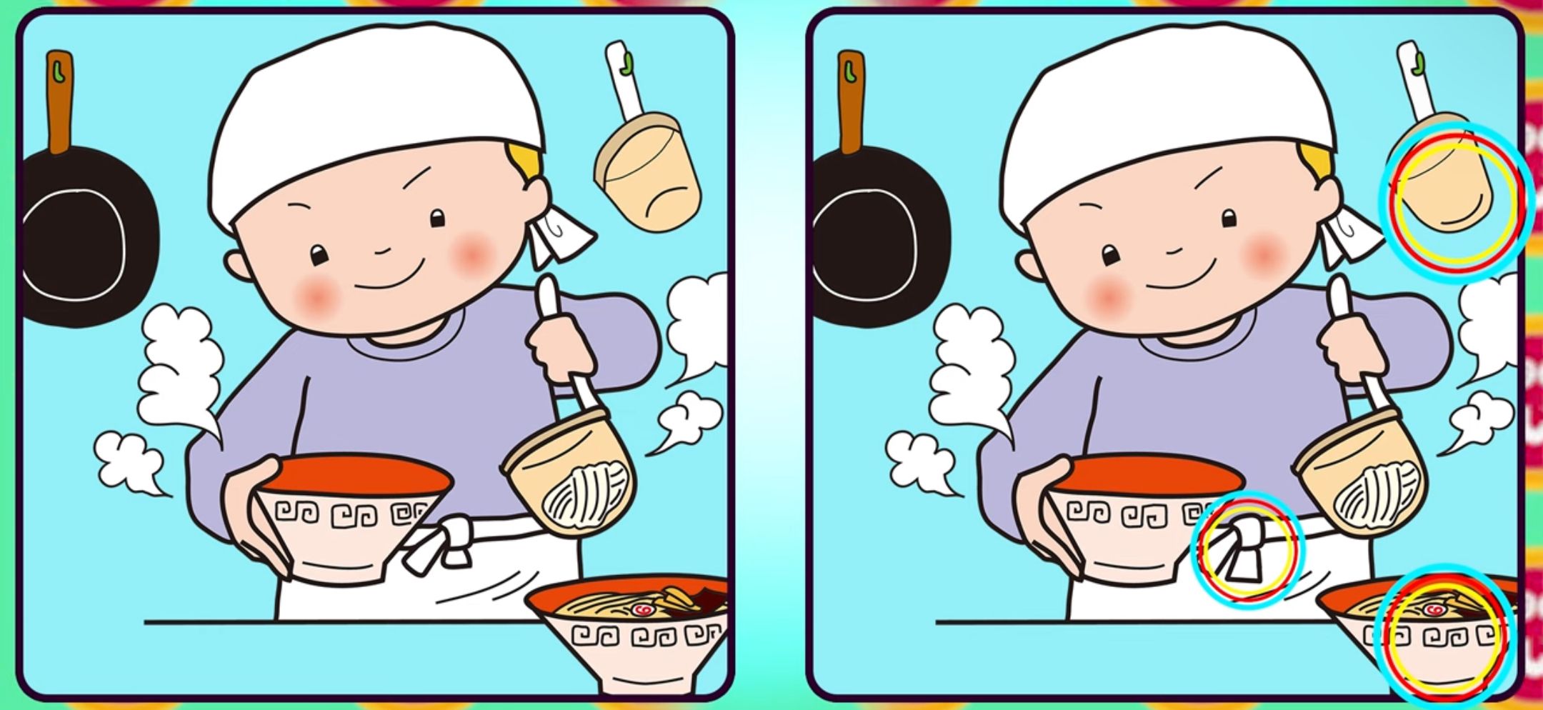 Jawaban tes IQ dalam menemukan perbedaan gambar koki handal. 