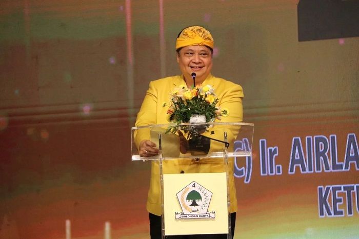 Ketua umum DPP Partai Golkar, Airlangga Hartarto sedang membuka Rakornis Partai Golkar Wilayah Timur Bali Nusa Tenggara, Jumat (3/2/2023)/Instagram @airlanggahartarto_offiial/