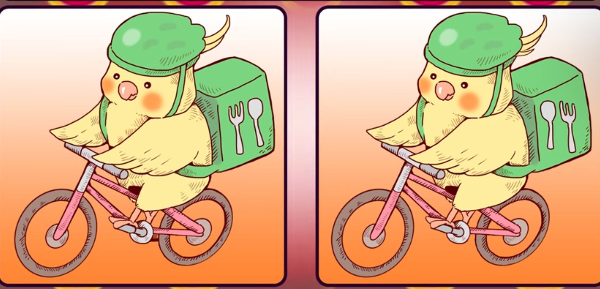 Kali ini tes IQ akan menentukan jeli atau tidaknya Kamu, dengan cara Kamu harus menemukan perbedaan pada gambar burung bersepeda. 