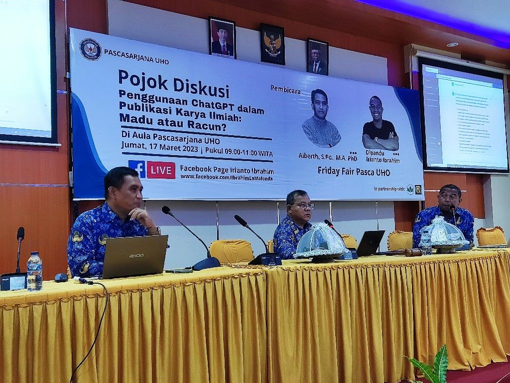 Forum Diskusi Universitas Halo Oleo membahas oenggunaan ChatGPT dalam karya ilmiah