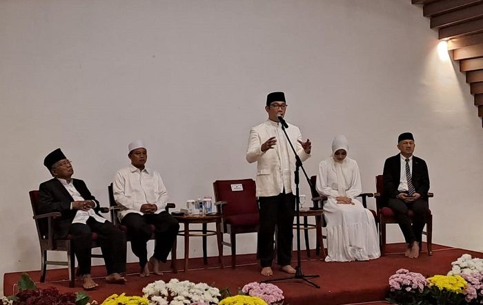 Gubernur Jabar Ridwan Kamil saat hadir dalam pelantikan pengurus DKM Masjid Al Jabbar Bandung, Senin, 20 Maret 2023./IST