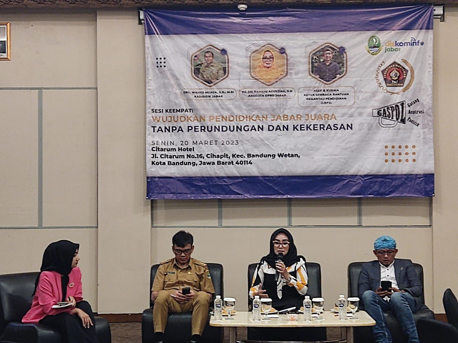 Diskusi Gaspol PWI Pokja Gedung Sate bertemakan Wujudkan Pendidikan Jabar Juara Tanpa Perundungan dan Kekerasan di Hotel Citarum, Kota Bandung, Senin 20 Maret 2023