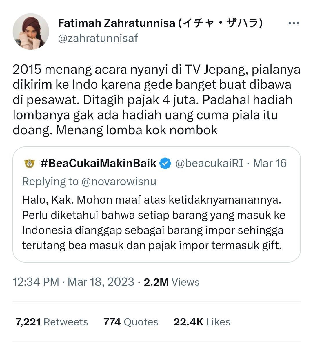 Viral! Menang Audisi Nyanyi di Jepang, Fatimah Zahratunnisa Curhat Kena Pajak Bea Cukai 4 Juta