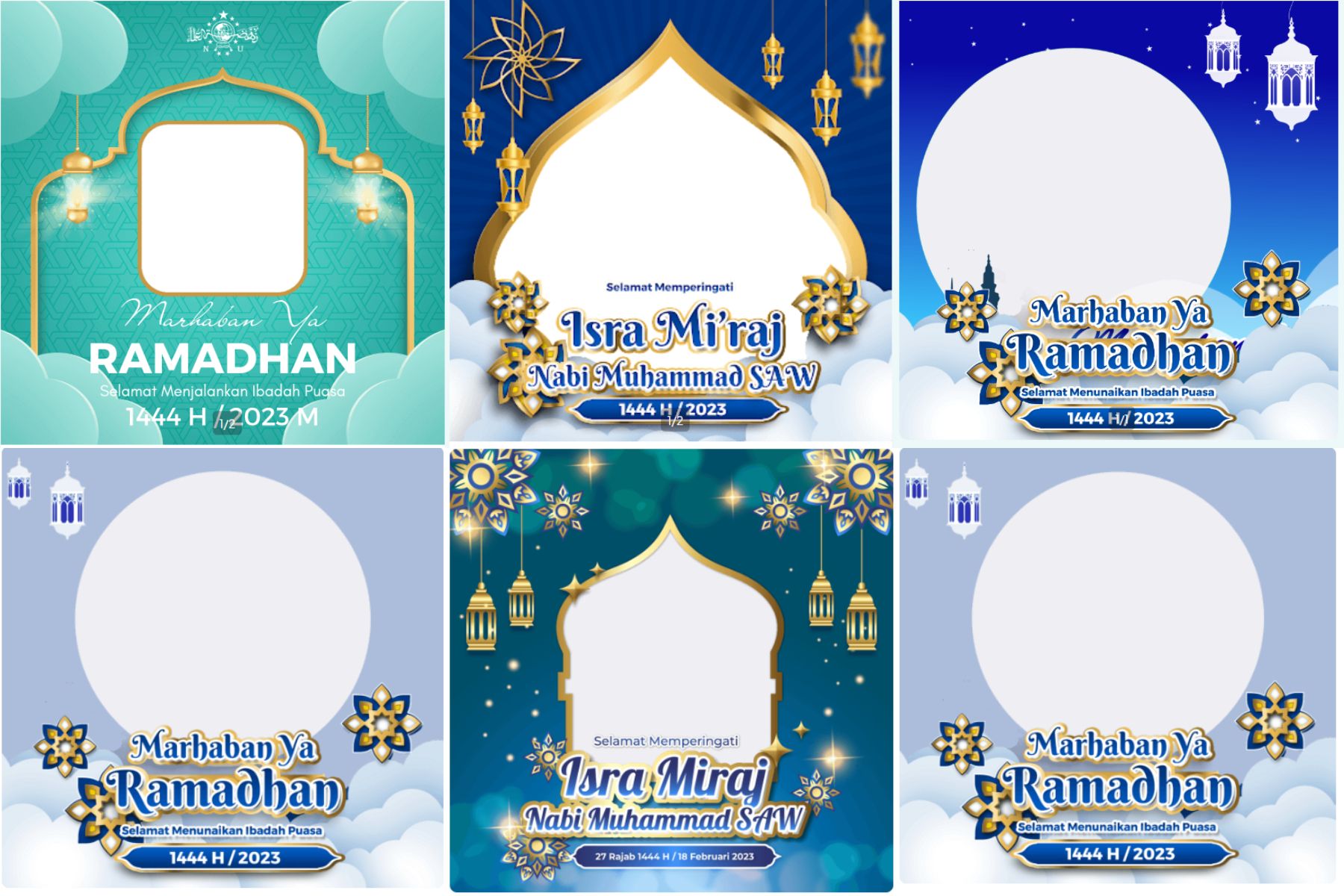 10 Template Twibbon Ramadhan 1444 H Tahun 2023 Tema Warna Biru, Pilih Tinggal KLIK