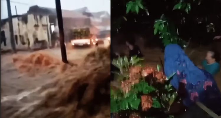 Banjir bandang menerjang Kabupaten Cianjur, Jawa Barat.