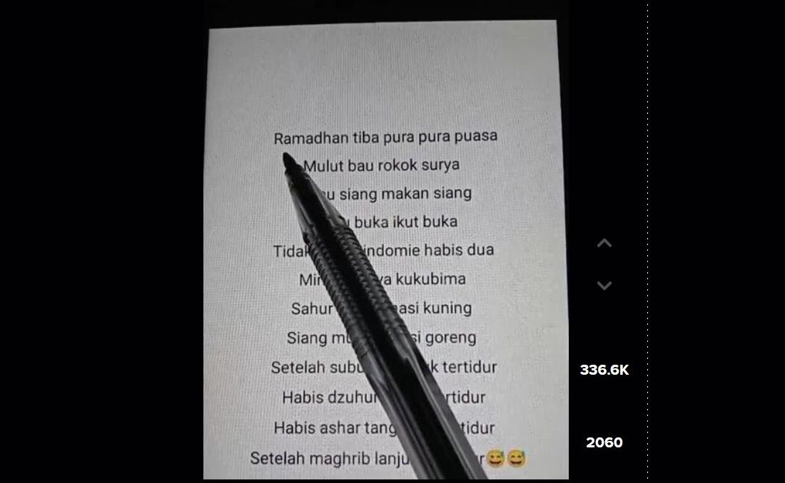 Kocak lirik Ramadhan Tiba Pura Pura Puasa yang dicover dari Opick menjadi backsound lagu lucu viral di TikTok lengkap link download MP3.