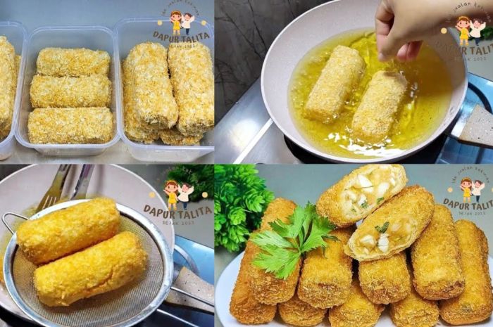 Cemilan cassava roll dari olahan singkong dan roti tawar.