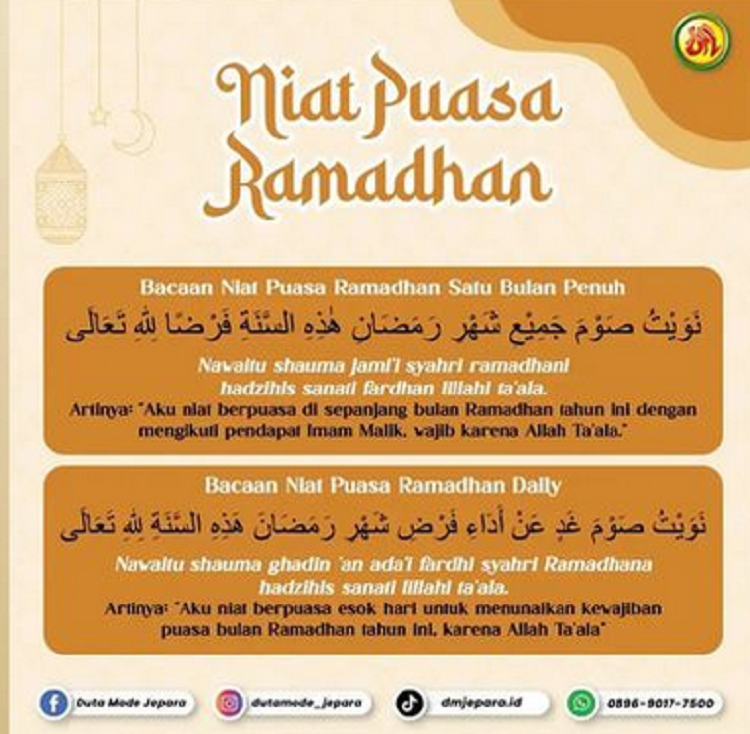 niat puasa Ramadhan