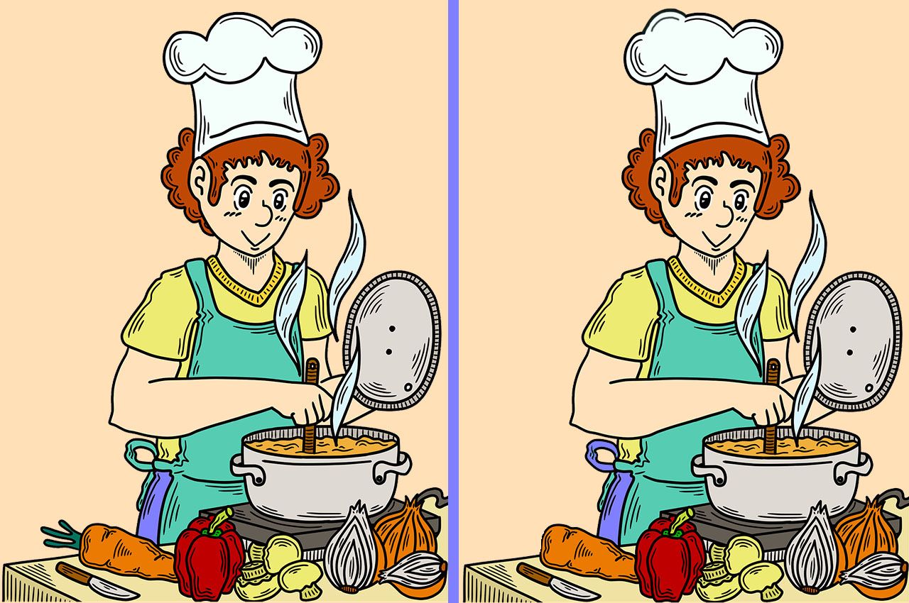 Ayo ikuti tes IQ dengan cara bantu cari 3 perbedaan pada gambar ibu yang sedang memasak menu berbuka puasa. 