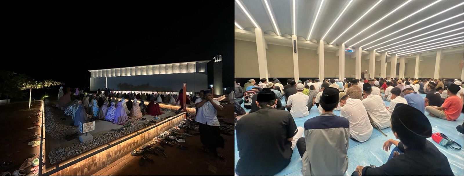 Tarwih pertama di Mesjid Nurul Yaqin Mamboro dipenuhi warga sampai di pelataran masjid hingga di taman halaman masjid, Jalanan Trans Sulawesi - Mamboro di Kota Palu sangat padat dari arus lalu lintas saat memasuki salat tarawih pertama ramadan 1444 H