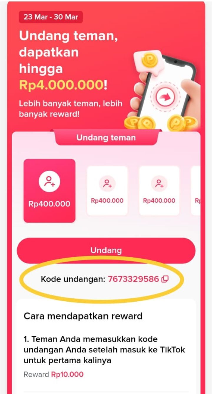 Ini Kode Undangan TikTok yang resmi terbaru 2023 adalah 7673329586