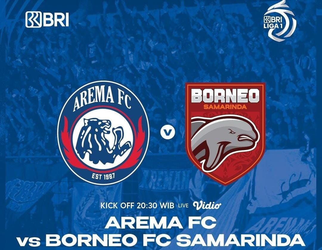 Link live streaming Arema FC vs Borneo FC Liga 1 hari ini, Jumat, 24 Maret 2023. Siaran langsung TV Online Vidio 20.30 WIB.