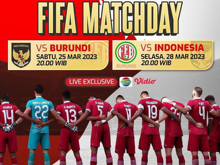 Link siaran langsung Timnas Indonesia vs Burundi FIFA Matchday 2023, lengkap dengan prediksi, H2H, dan jam tayang.