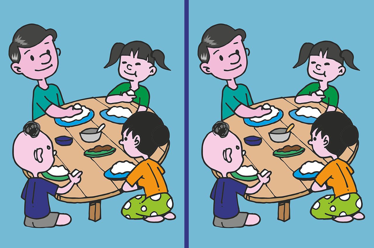 Tes IQ: cari 3 perbedaan pada gambar keluarga yang berbuka puasa dalam waktu singkat.