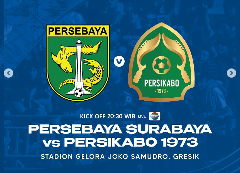 Link live streaming Persebaya vs Persikabo 1973 Liga 1 hari ini dan jadwal siaran gratis di TV Indosiar tayang jam berapa.