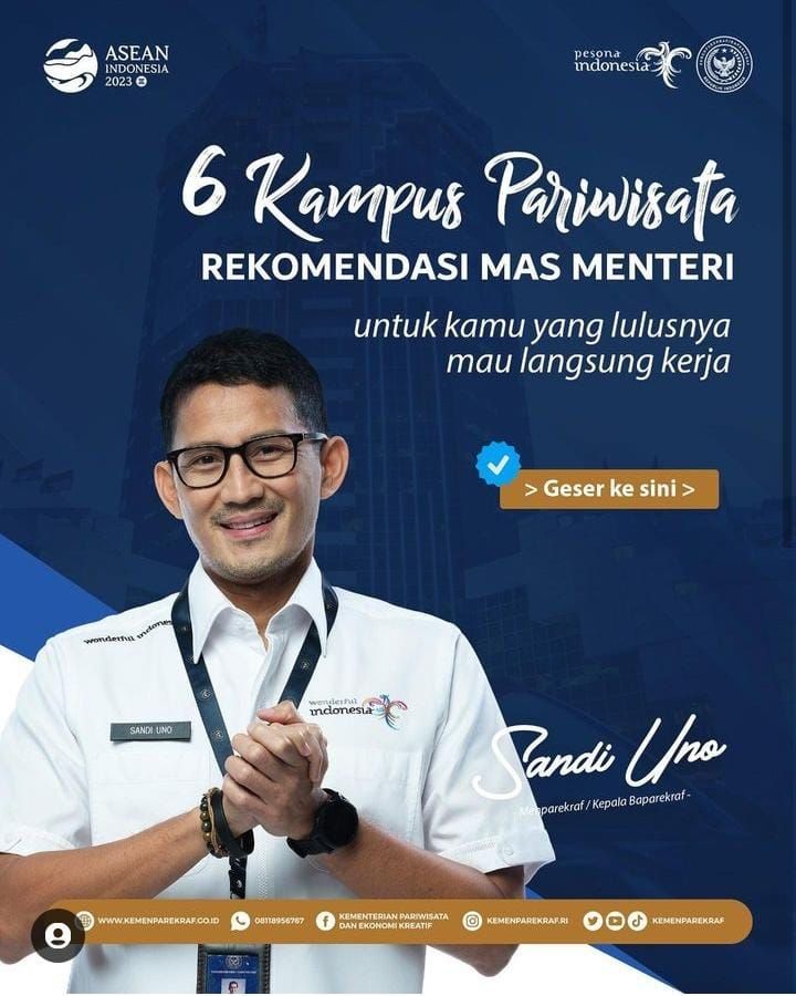 6 Kampus Pariwisata dan Jurusan Rekomedasi Kemenparekraf,  Jadwal Daftar Sampai Mei 2023