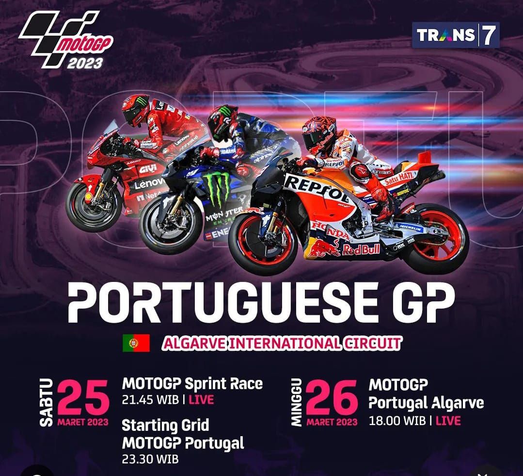 Jadwal dan link live streaming MotoGP 2023 Portugal malam ini, Sabtu, 25 Maret 2023 di Trans7 ada Kualifikasi hingga Sprint Race,