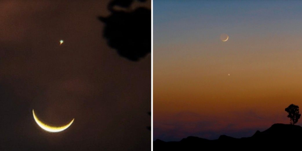 Indahnya malam dihiasi bulan sabit dan planet Venus.*  