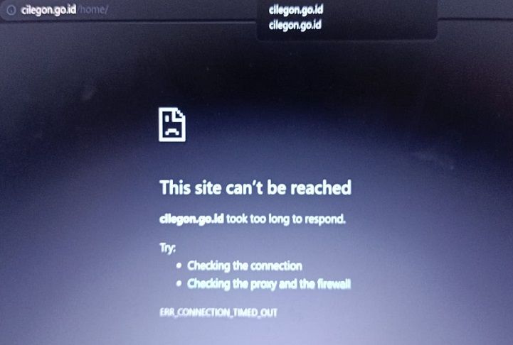 Tampilan website milik Pemkot Cilegon yang diduga kena hack saat diakses pada Minggu 26 Maret 2023 pukul 19.00 WIB.